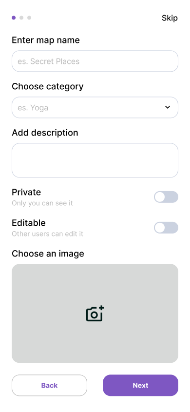 Map creation form